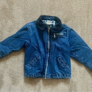 Cherokee Kids Flannel-Lined Denim Jacket with Sherpa Collar